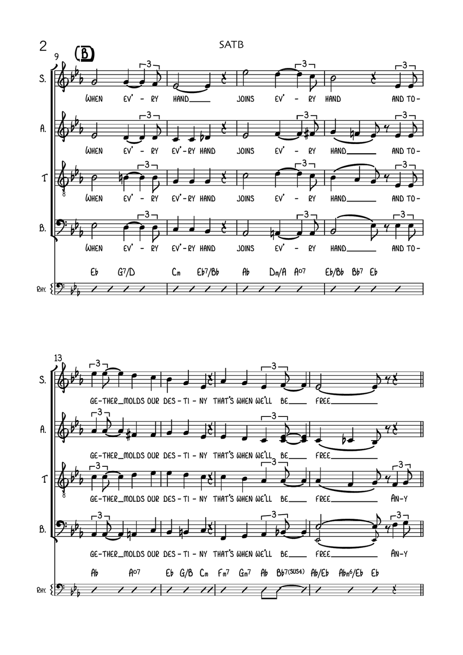 Hymn To Freedom 4-Part scores gallery preview page 2