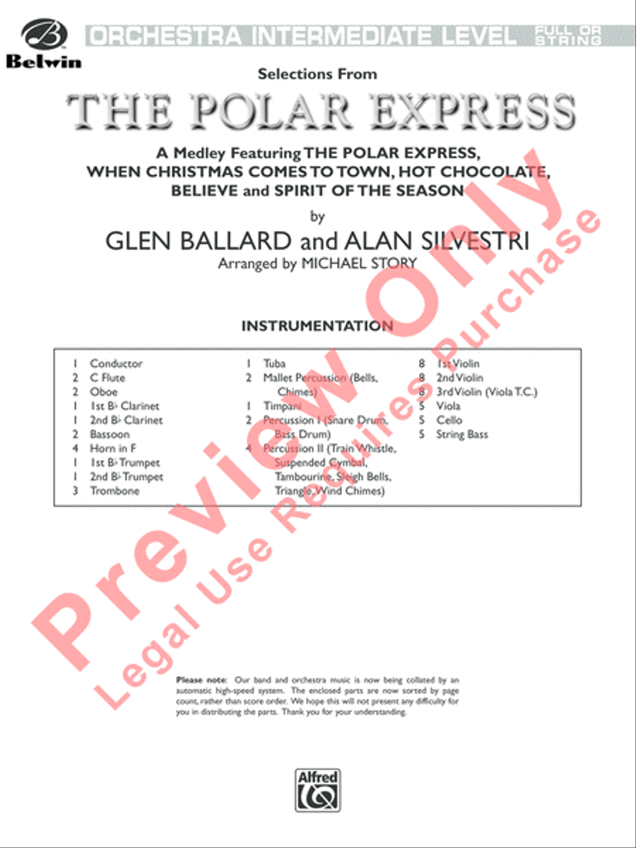 The Polar Express, Selections from