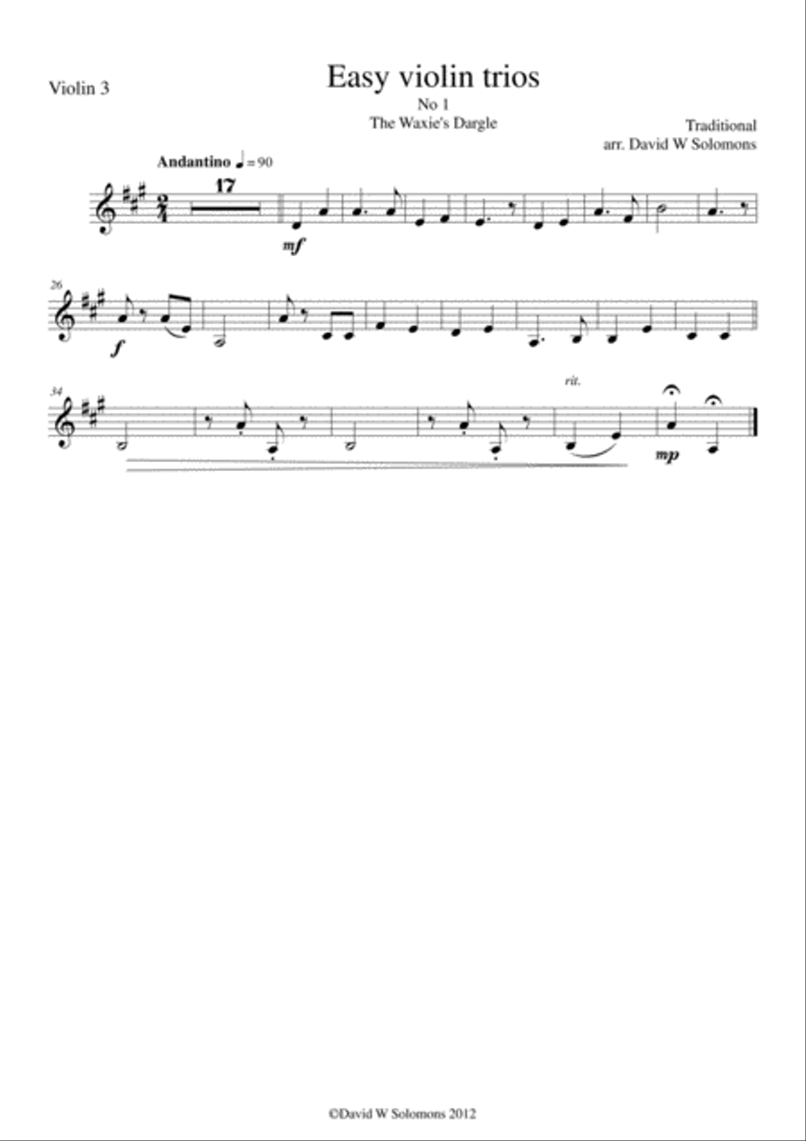 15 easy violin trios Violin Solo scores gallery preview page 5