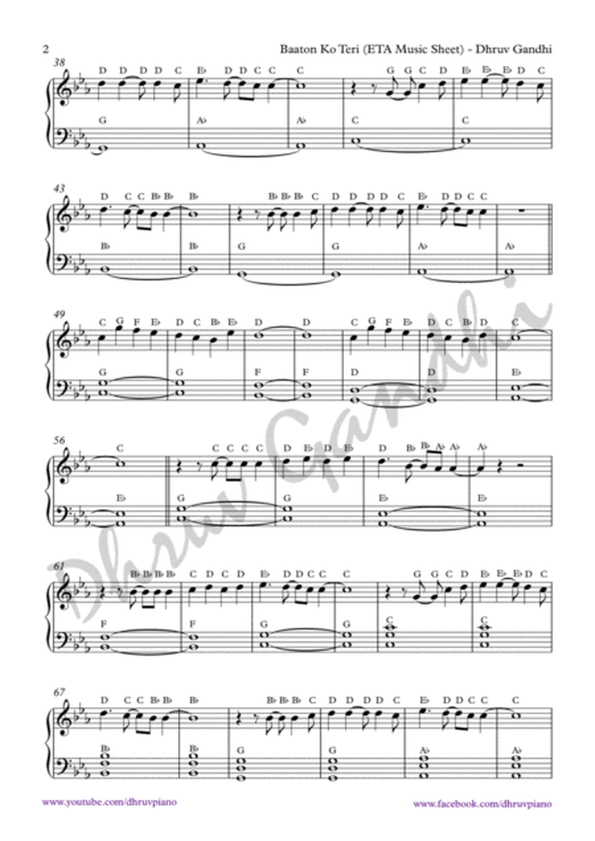 Baaton Ko Teri (All is Well) -- Piano Arrangement (Easy to Advanced) image number null