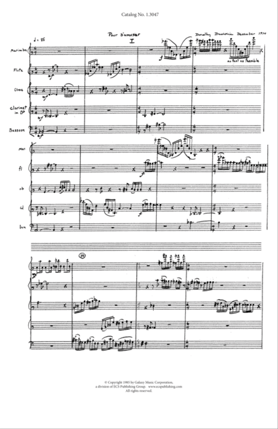 Quintet for Marimba and Winds Bassoon scores gallery preview page 2
