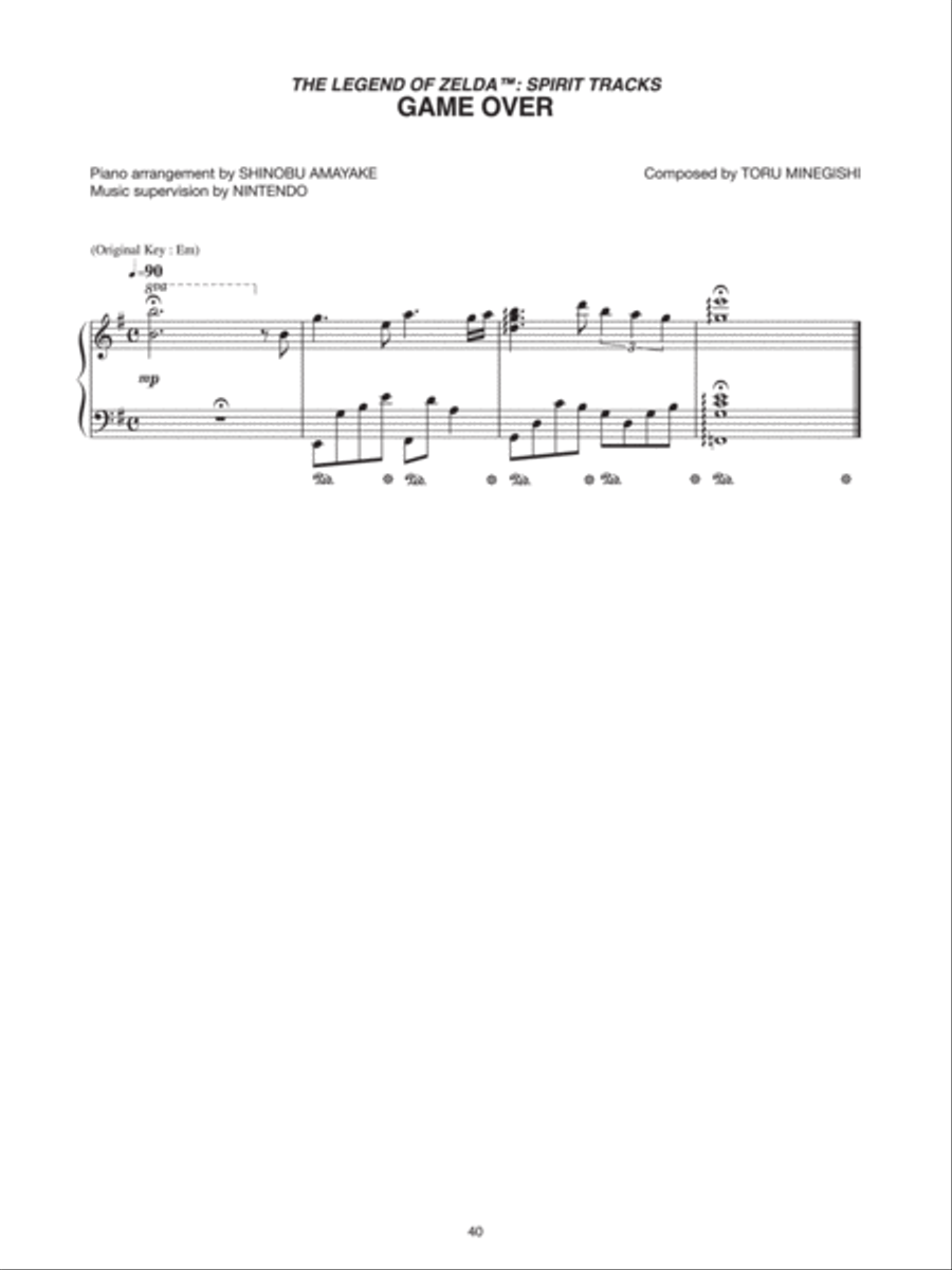 The Legend of Zelda™: Spirit Tracks Game Over Piano Solo scores gallery preview page 1