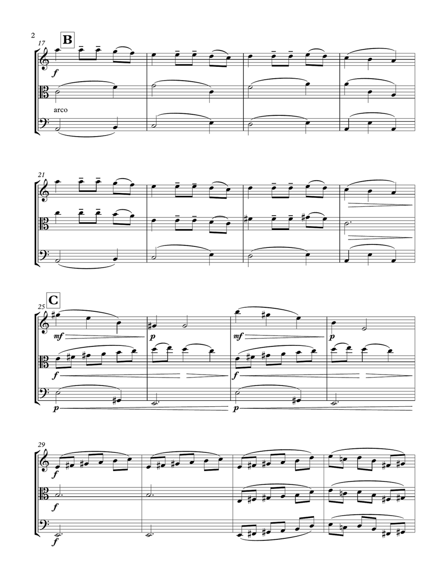 Carol Of The Bells Violin Viola Cello Trio String Trio scores gallery preview page 2