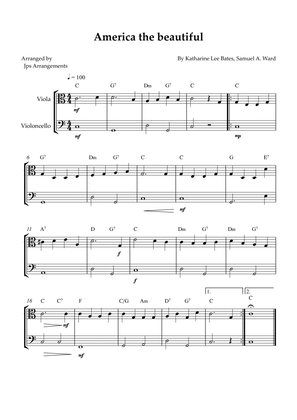 America The Beautiful - duet for Viola and Cello (+CHORDS)