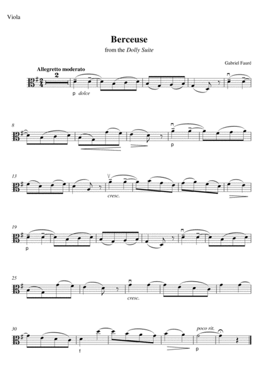 Berceuse from the 'Dolly Suite' arranged for Viola image number null