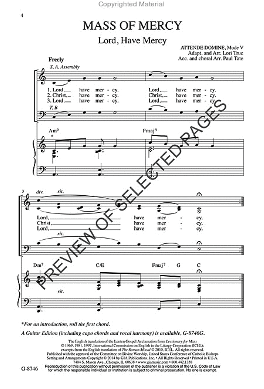 Mass of Mercy - Choral / Accompaniment edition 4-Part scores gallery preview page 3