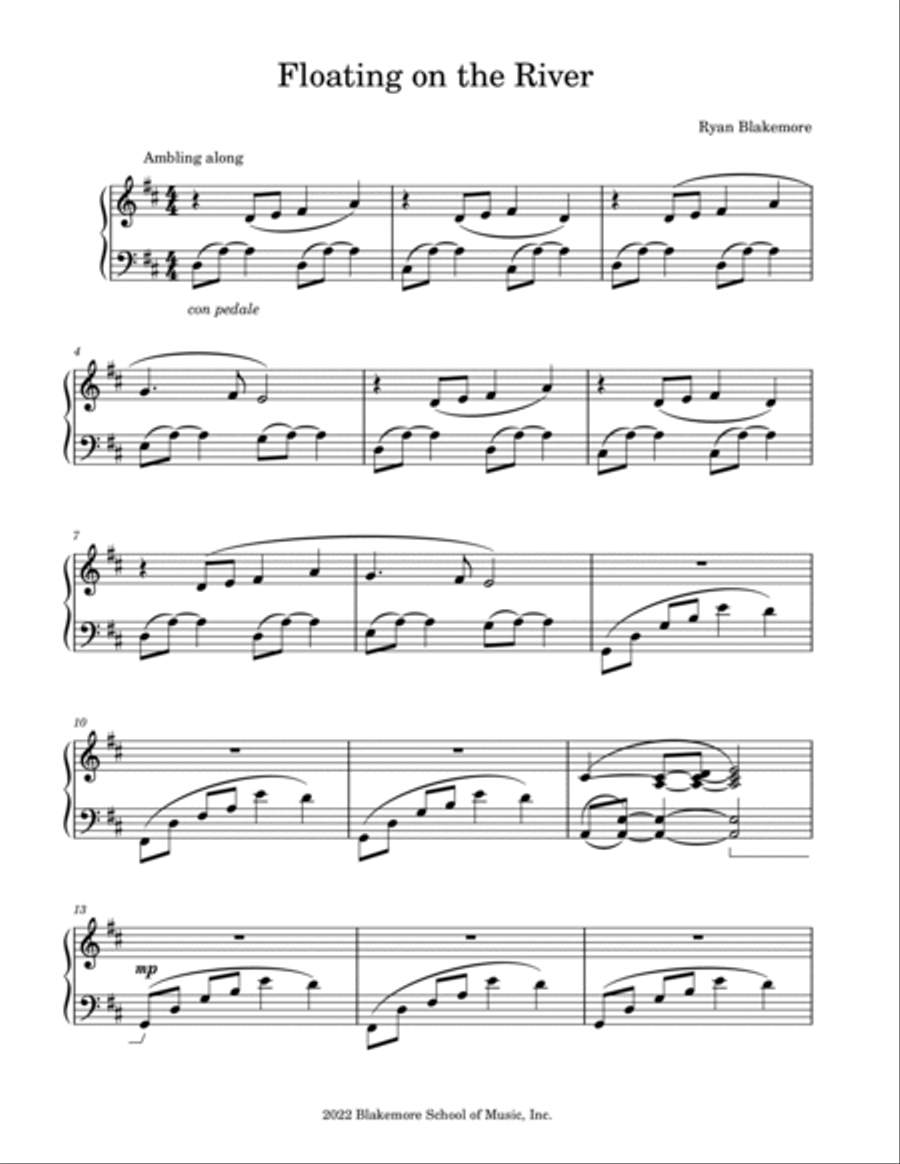 Floating on the River Easy Piano scores gallery preview page 2