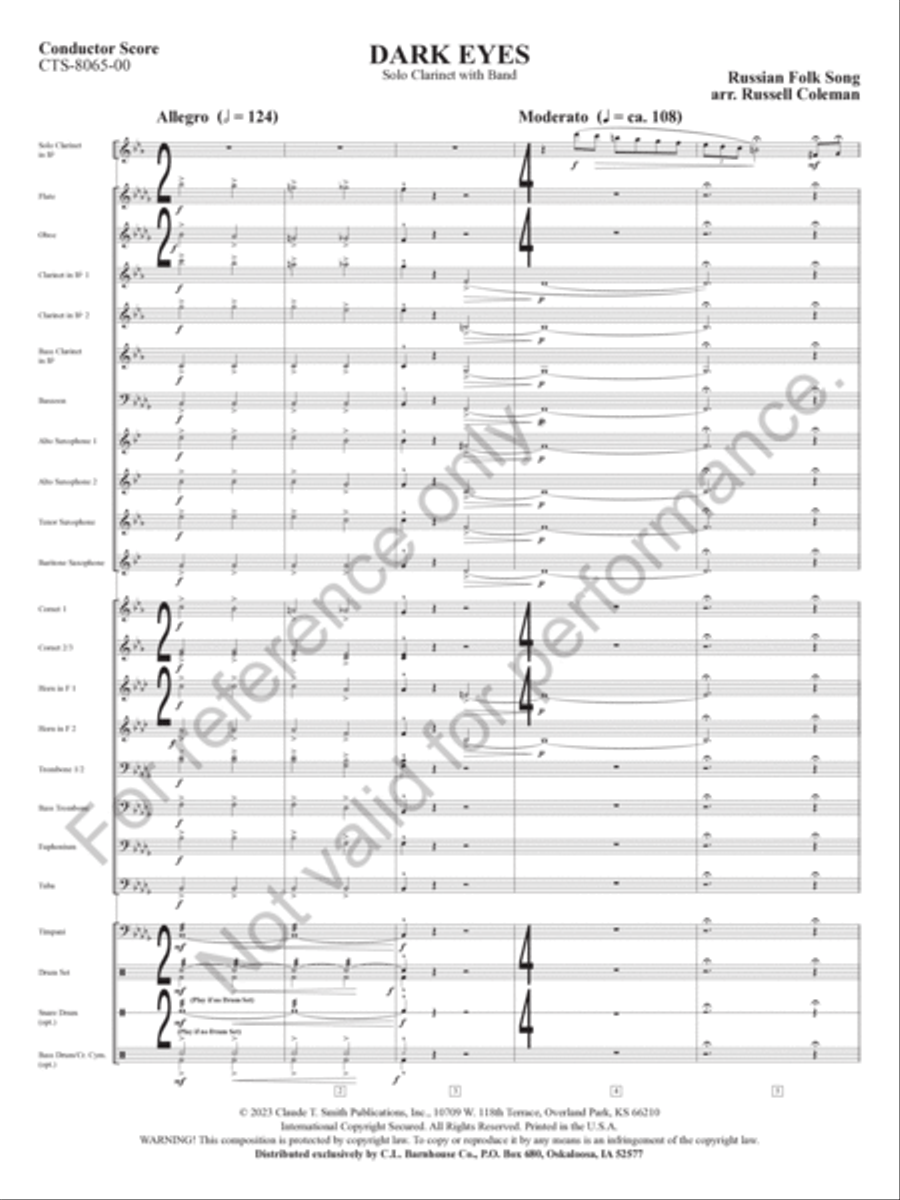 Dark Eyes Dark Eyes Concert Band scores gallery preview page 4