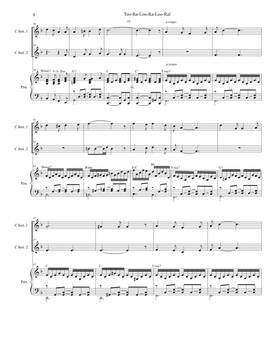 Too-Ra-Loo-Ra-Loo-Ral (That's an Irish Lullaby) (Duet for C-Instruments) Piano scores gallery preview page 4