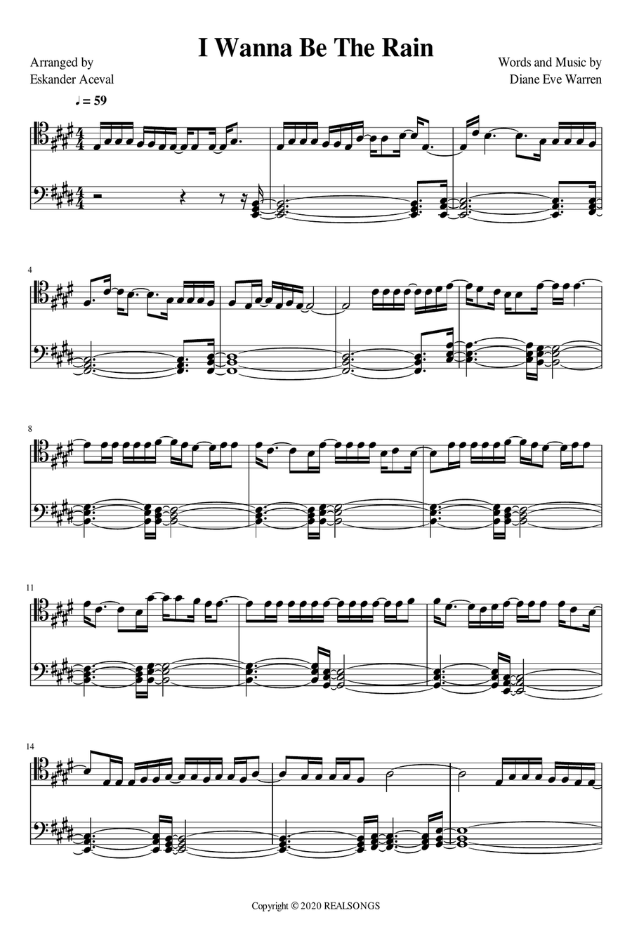 I Wanna Be The Rain Easy Piano scores gallery preview page 1