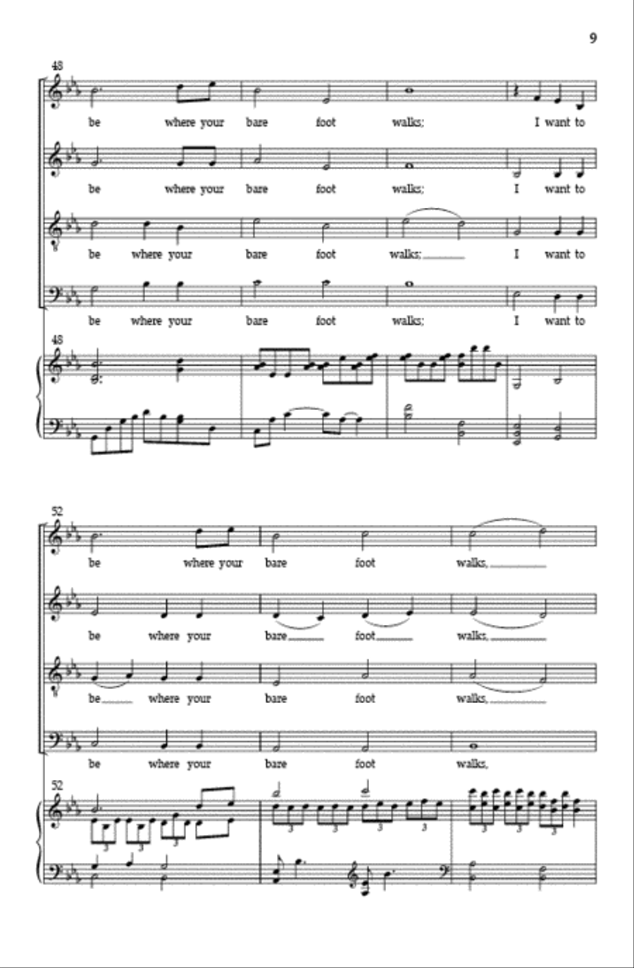 Where Your Bare Foot Walks (SATB) Divisi scores gallery preview page 8