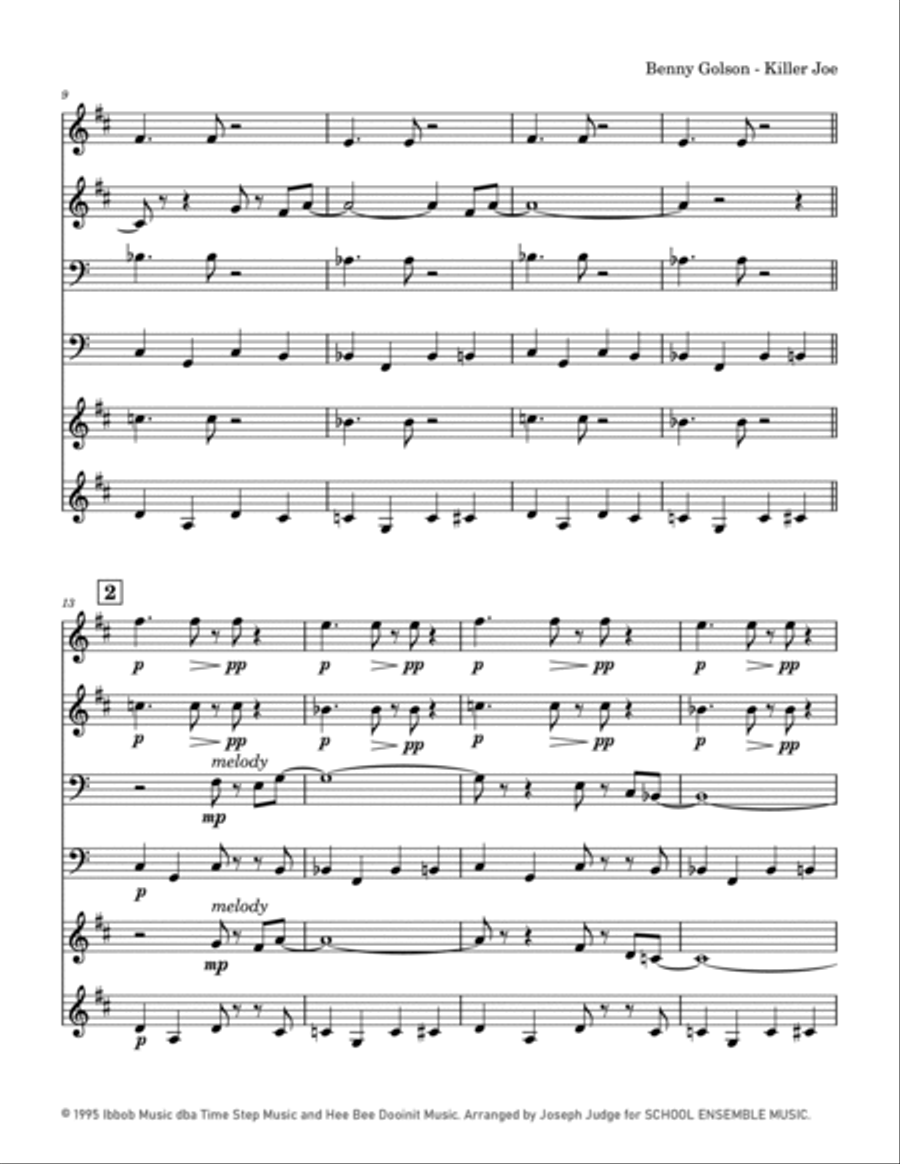 Cool Joe, Mean Joe (killer Joe) Brass Quartet scores gallery preview page 2