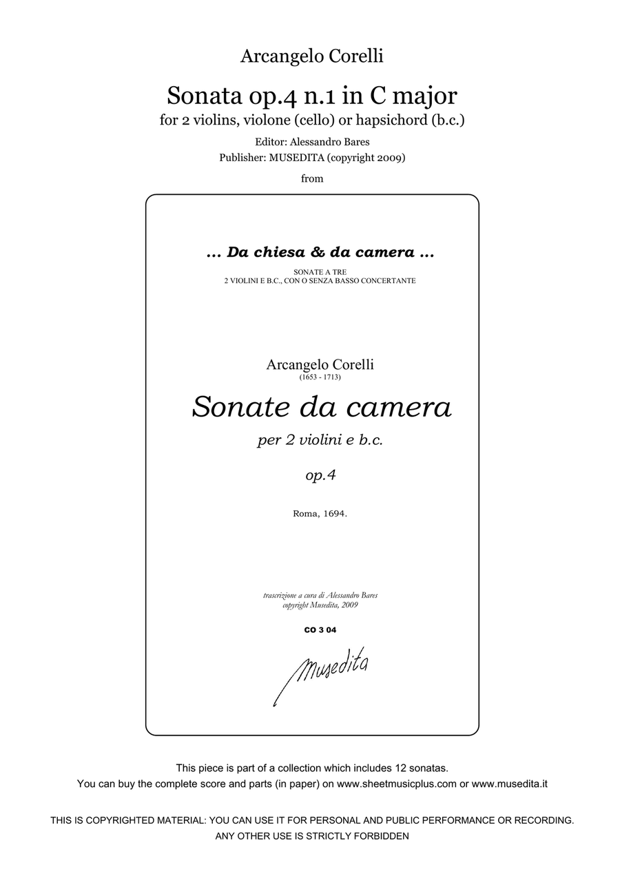 Corelli, Sonata op.4 n.1 in C major Small Ensemble scores gallery preview page 1