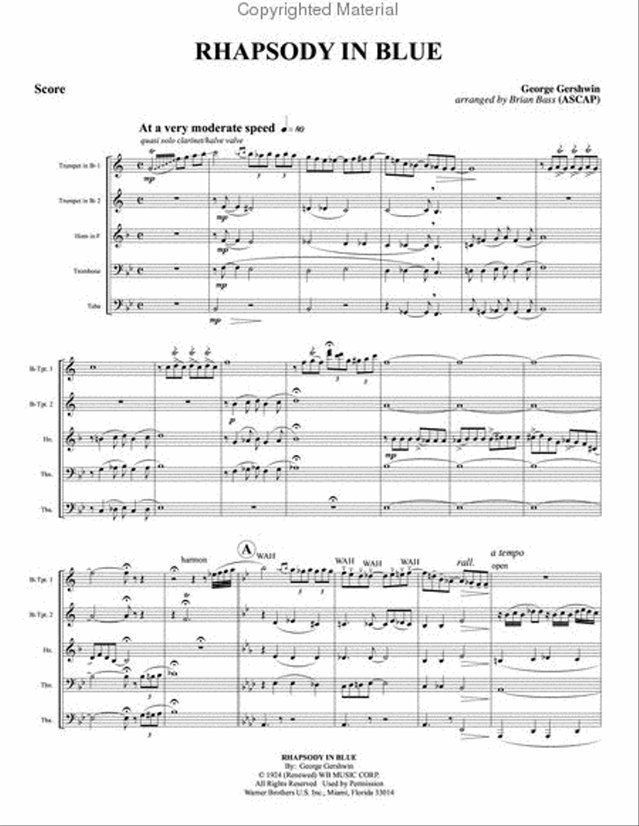 Rhapsody in Blue Brass Quintet scores gallery preview page 2
