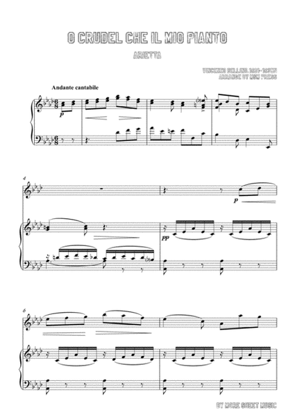 Bellini-O crudel che il mio pianto in,for Violin and Piano image number null