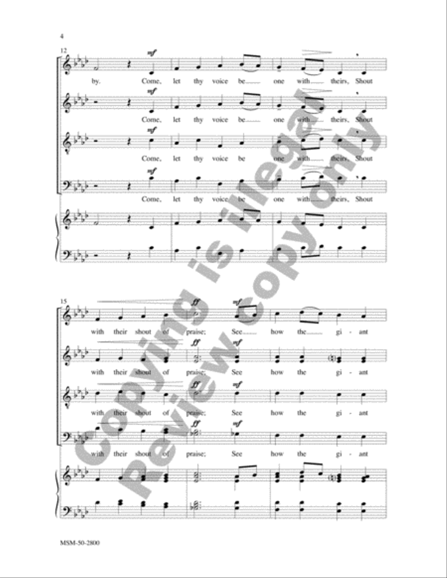 Awake, Awake, to Love and Work 4-Part scores gallery preview page 4