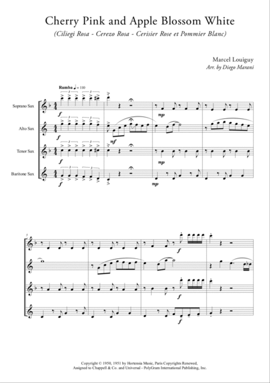 Cherry Pink And Apple Blossom White Saxophone Quartet scores gallery preview page 2