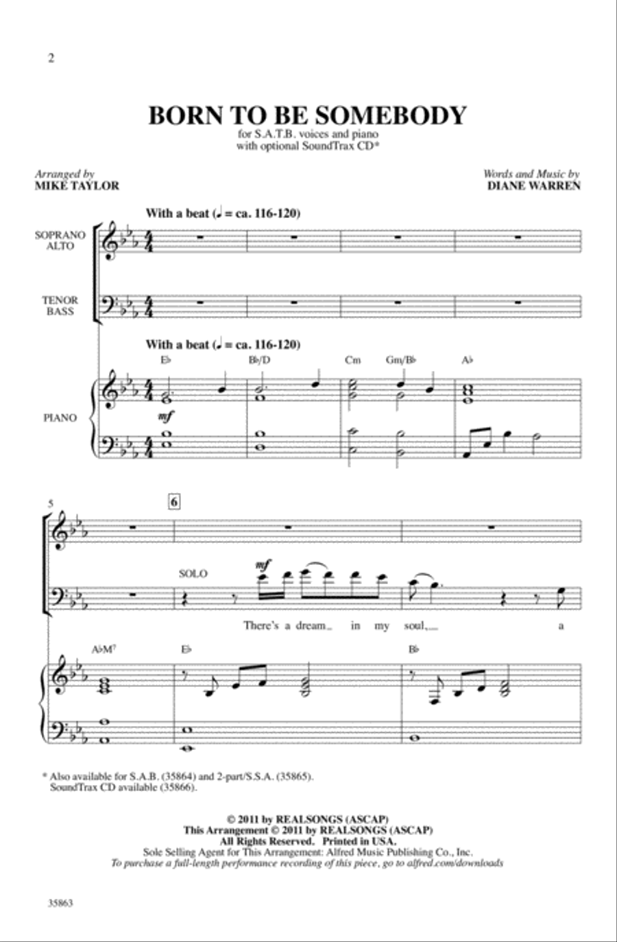 Born to Be Somebody (from Never Say Never) 4-Part scores gallery preview page 1