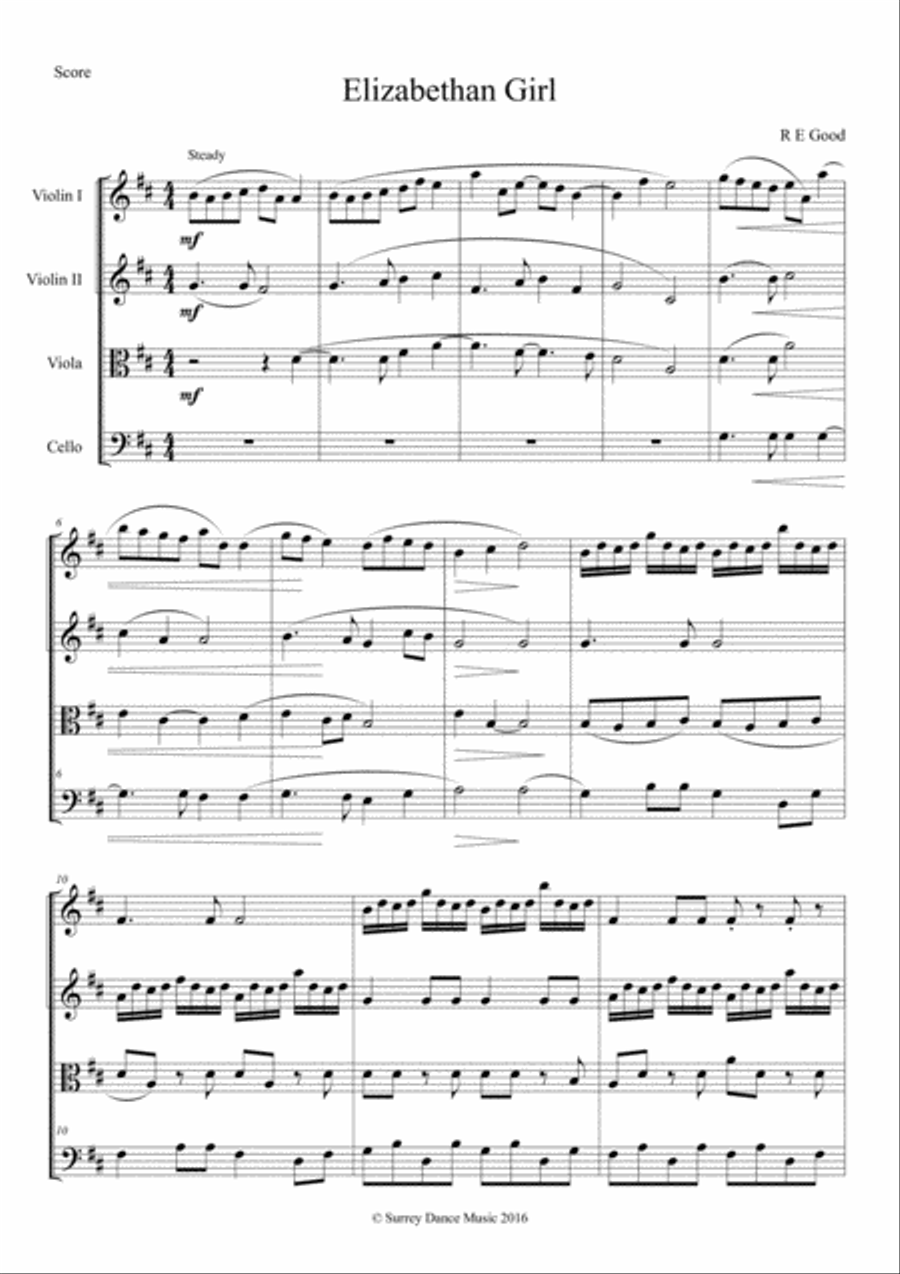 Elizabethan Girl Elizabethan Girl String Quartet scores gallery preview page 1