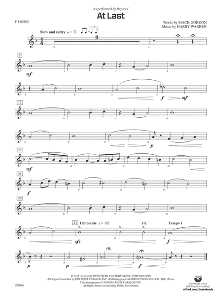 At Last: 1st F Horn At Last: 1st F Horn Concert Band scores gallery preview page 1