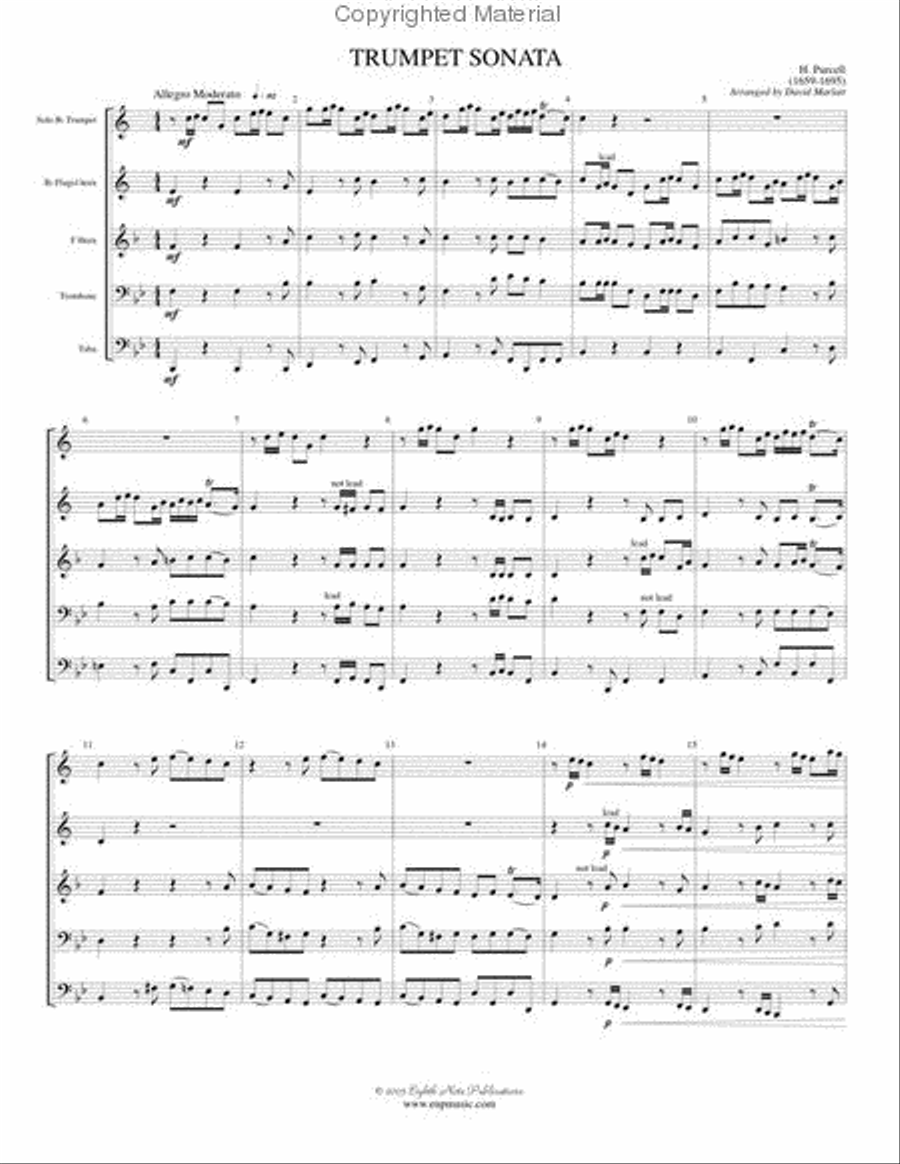 Trumpet Sonata (B-flat version) Brass Quintet scores gallery preview page 2