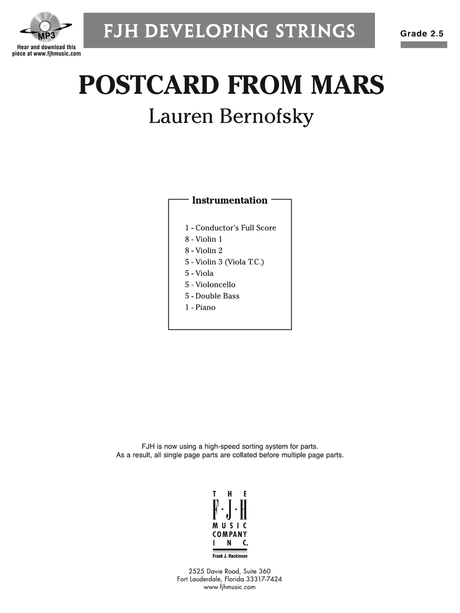 Postcard from Mars: Score