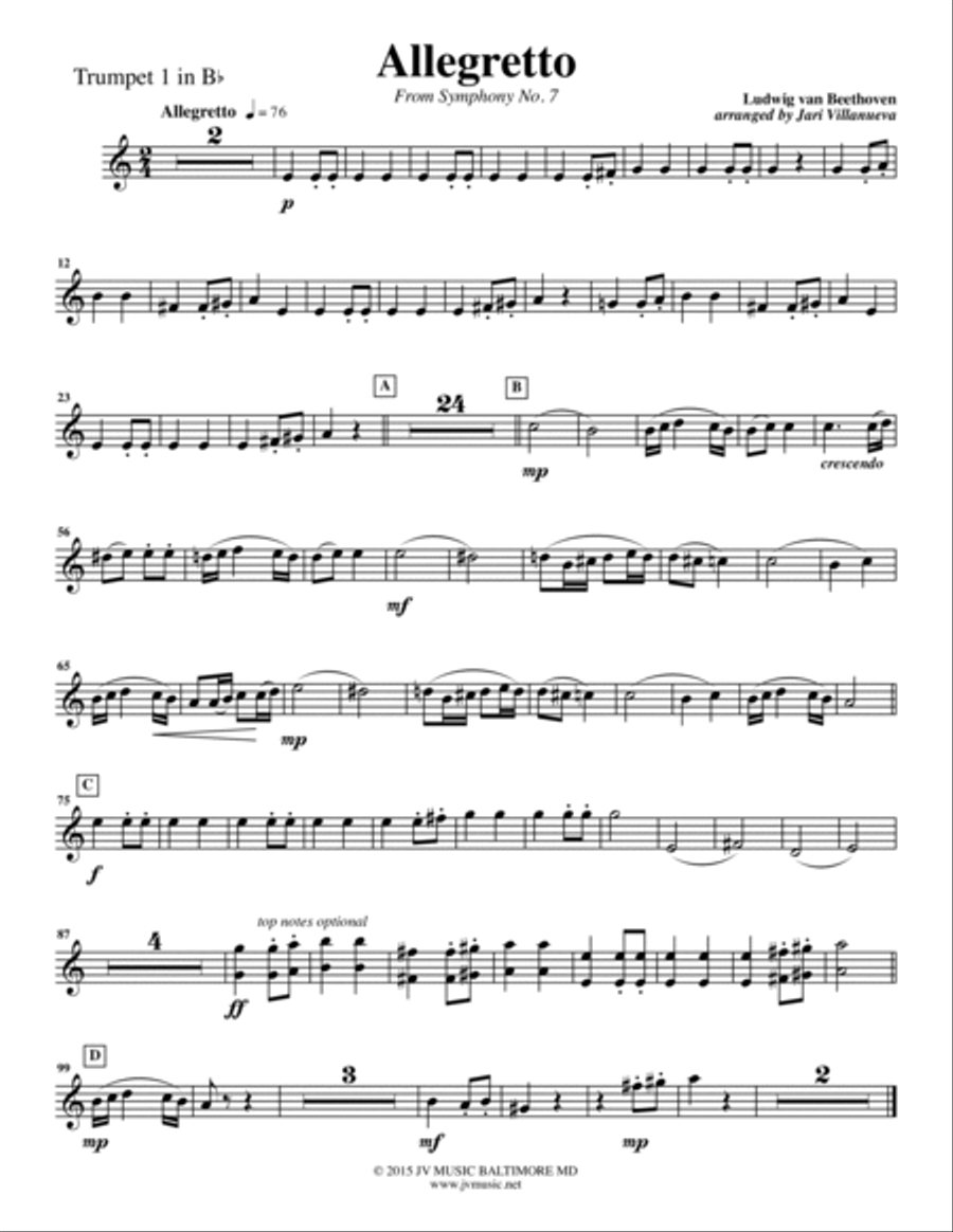 Allegretto from Symphony No. 7 By Beethoven Brass Ensemble scores gallery preview page 6