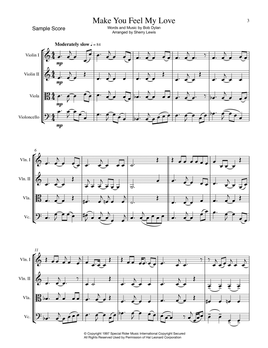Make You Feel My Love String Quartet scores gallery preview page 1