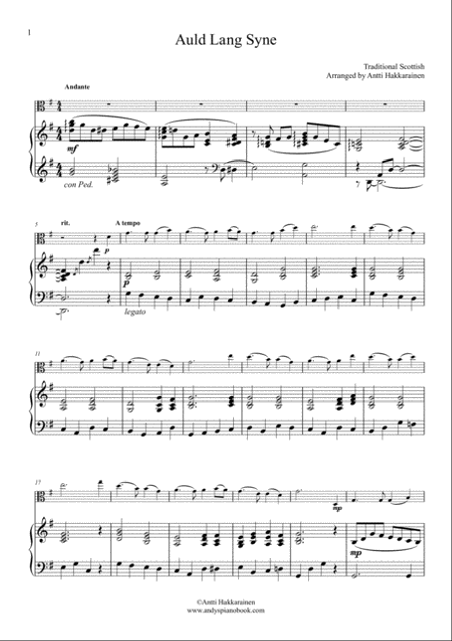 Auld Lang Syne - Viola & Piano Viola scores gallery preview page 2