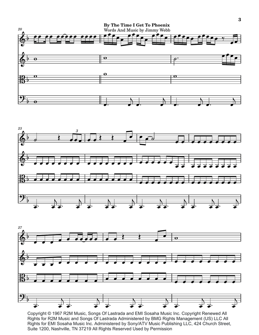 Medley: Wichita Lineman with By The Time I Get To Phoenix and Macarthur Park String Quartet scores gallery preview page 4