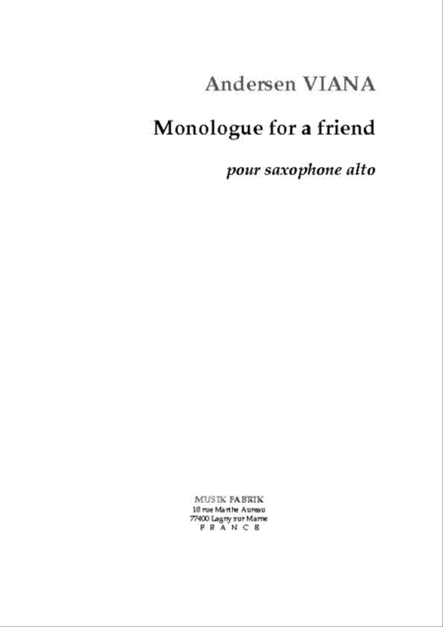 Monologue for a Friend Alto Saxophone scores gallery preview page 1