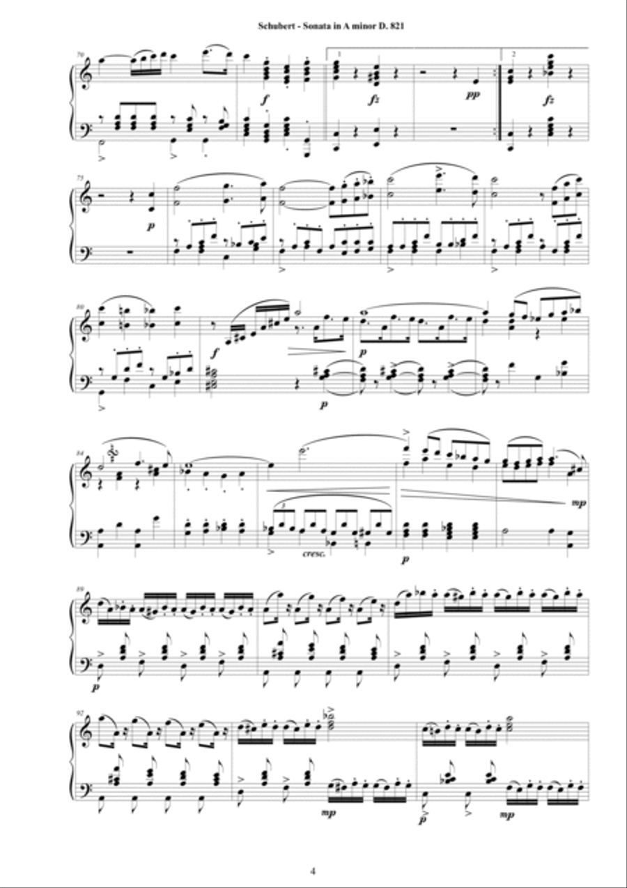 Schubert F - Arpeggione Sonata in A minor D.821 - Piano version Piano Solo scores gallery preview page 4