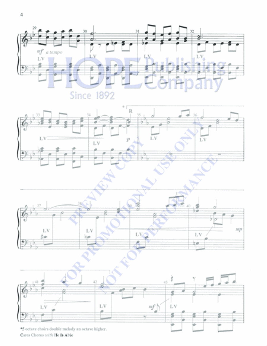 Cares Chorus with He Is Able 5-Octaves scores gallery preview page 4