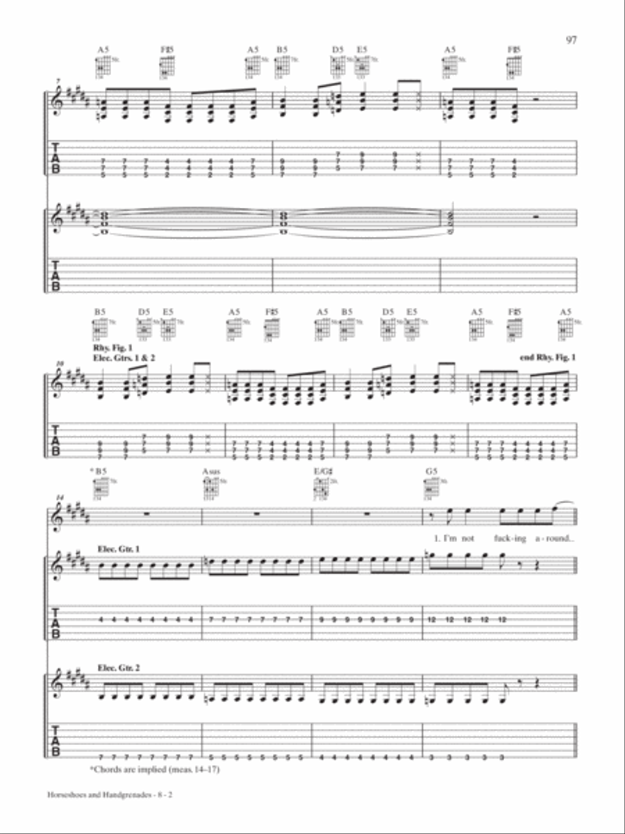 Horseshoes and Handgrenades Guitar Tablature scores gallery preview page 2