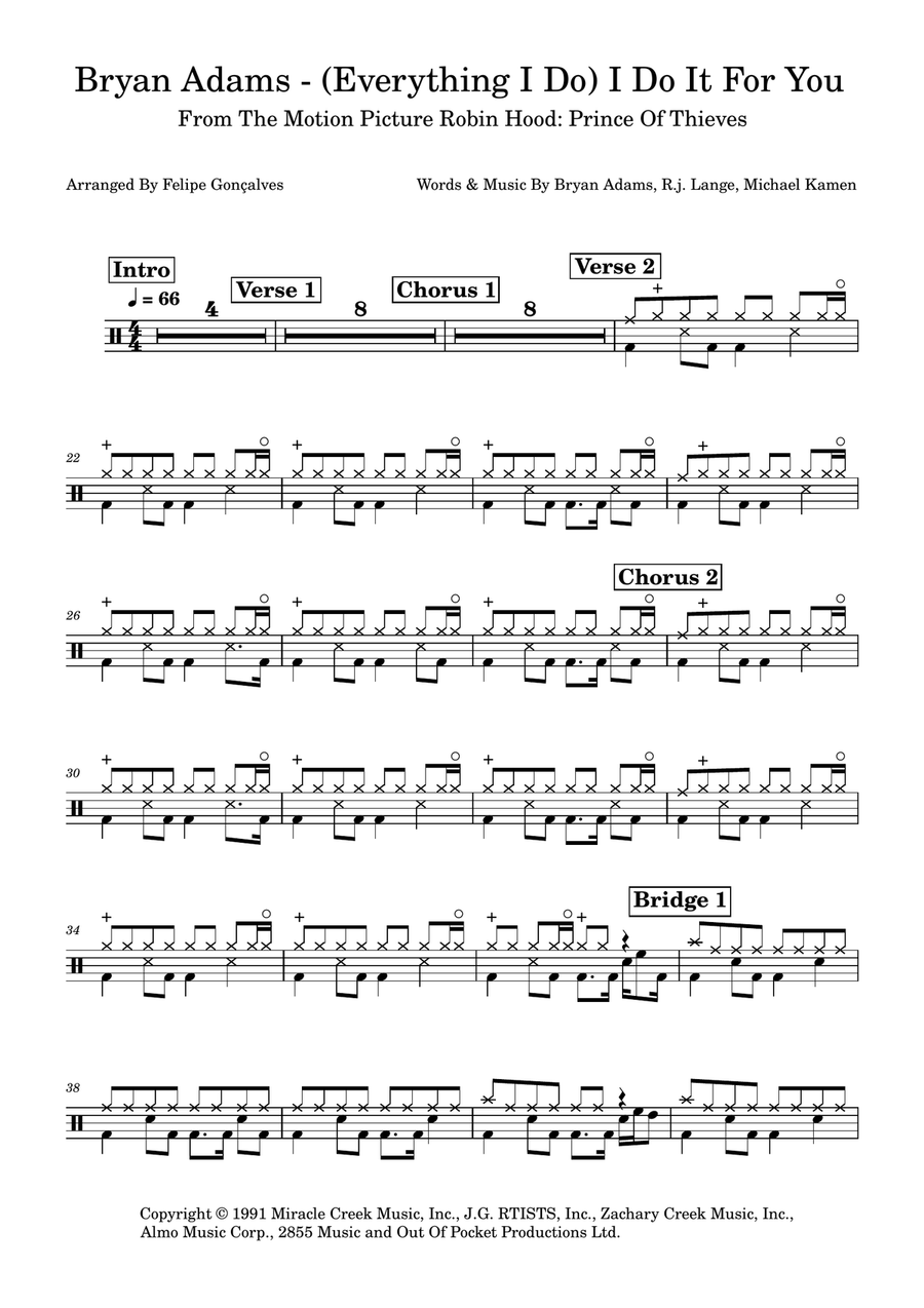 (Everything I Do) I Do It For You Drum Set scores gallery preview page 1