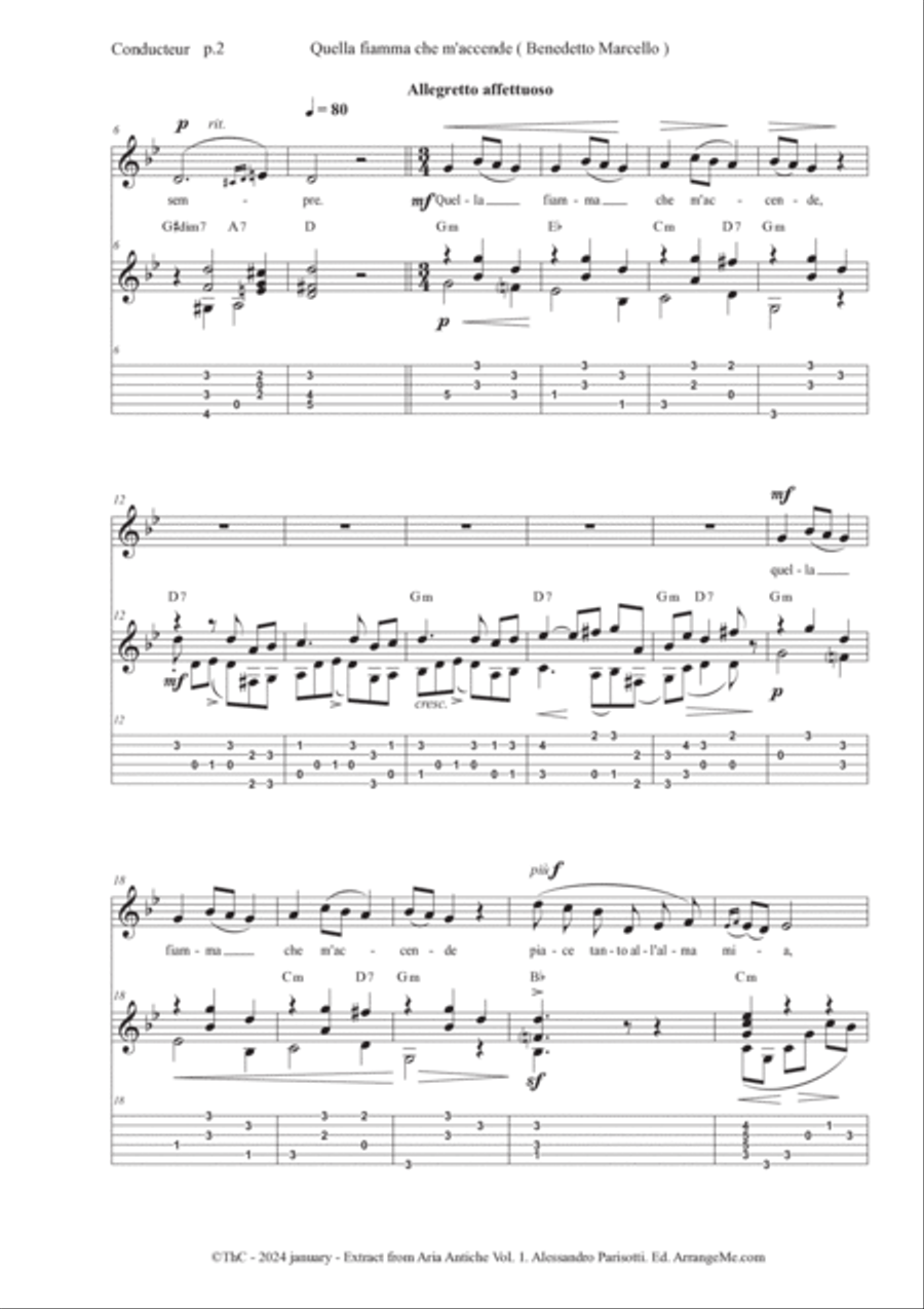 Quella fiamma che m'accende ( Extract from Aria Antiche Vol.1 ) Acoustic Guitar scores gallery preview page 2