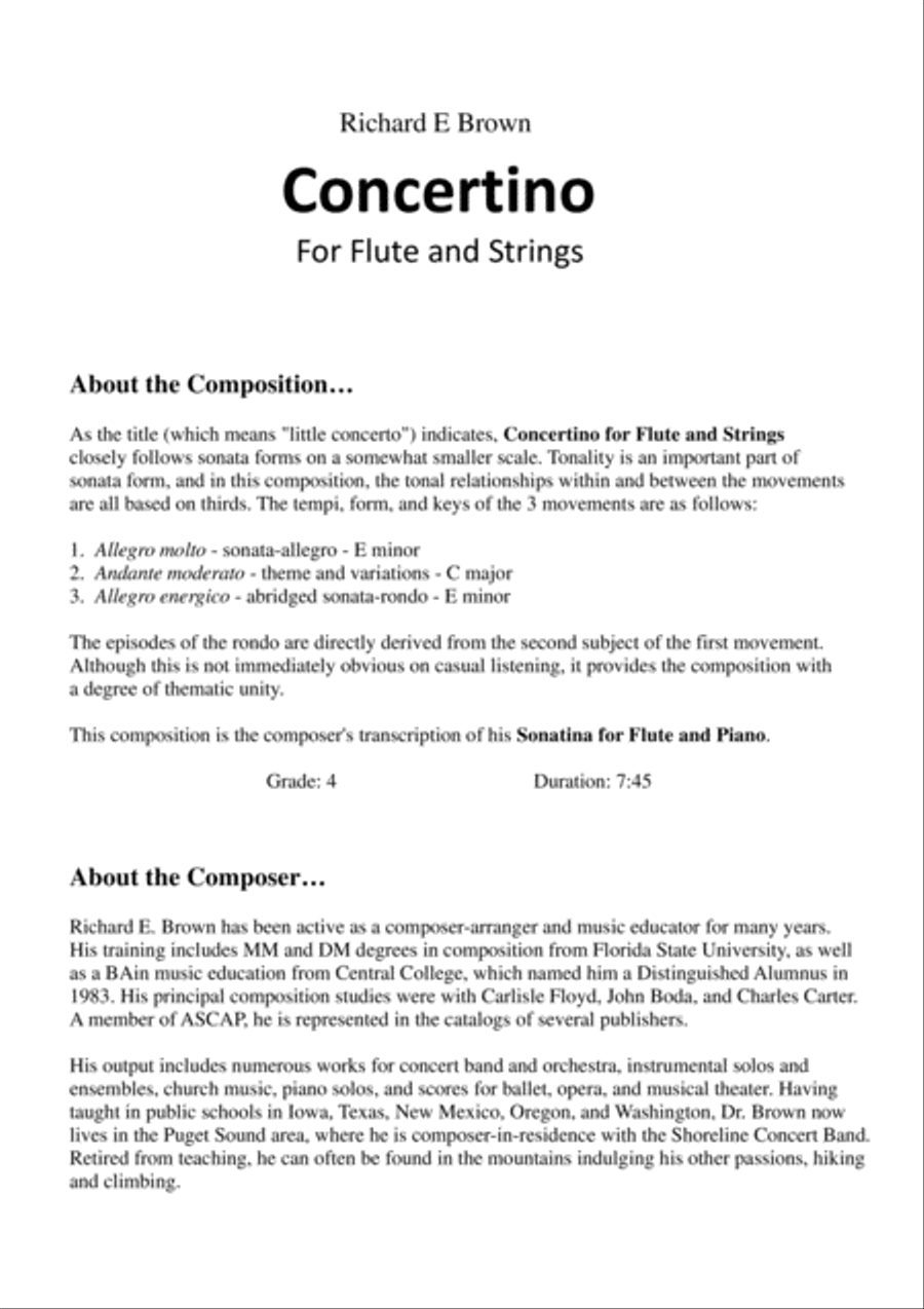 Concertino for Flute and Strings Chamber Orchestra scores gallery preview page 2