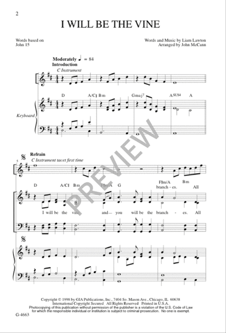 I Will Be the Vine 4-Part scores gallery preview page 2