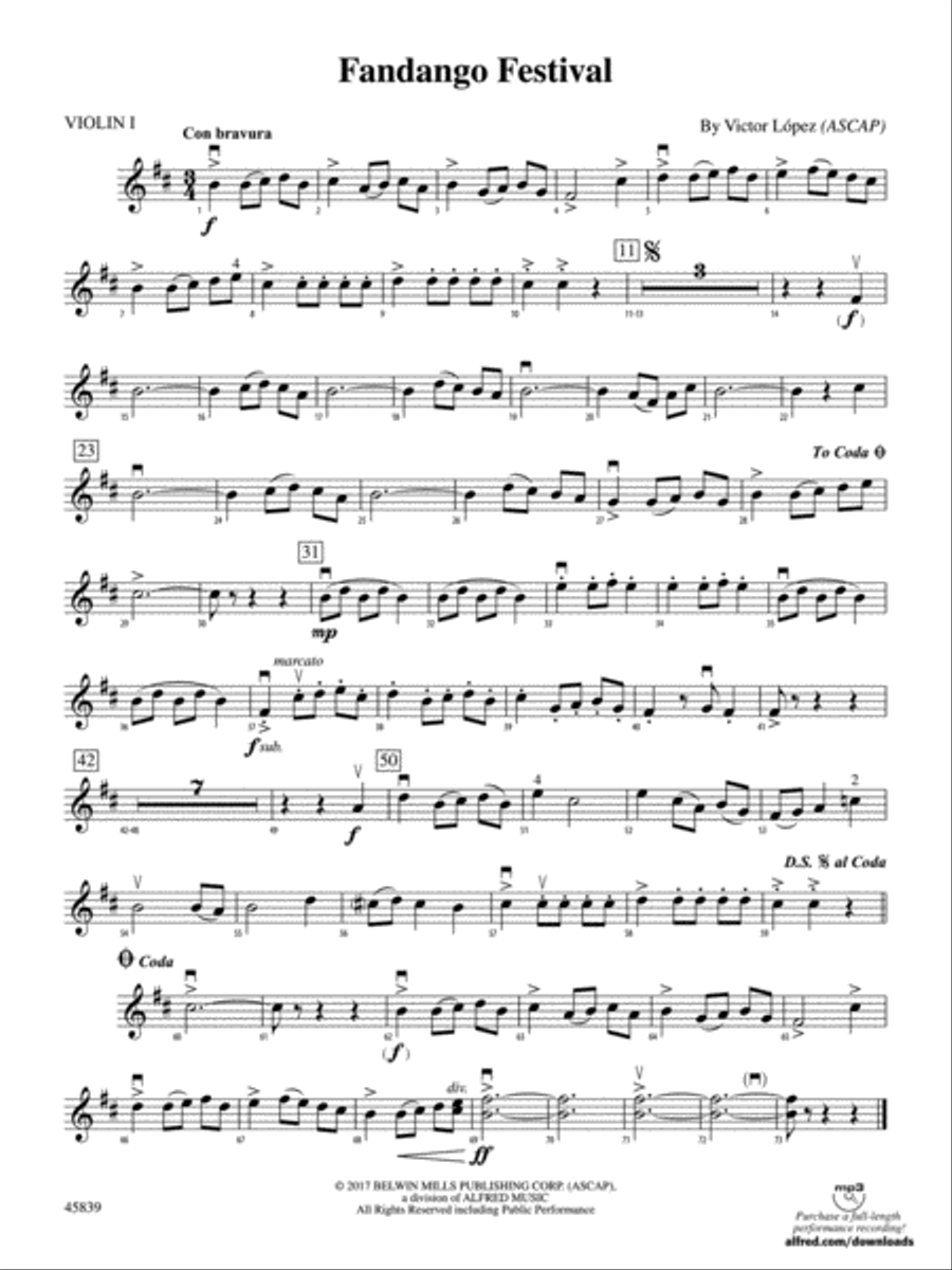 Fandango Festival: 1st Violin String Orchestra scores gallery preview page 1