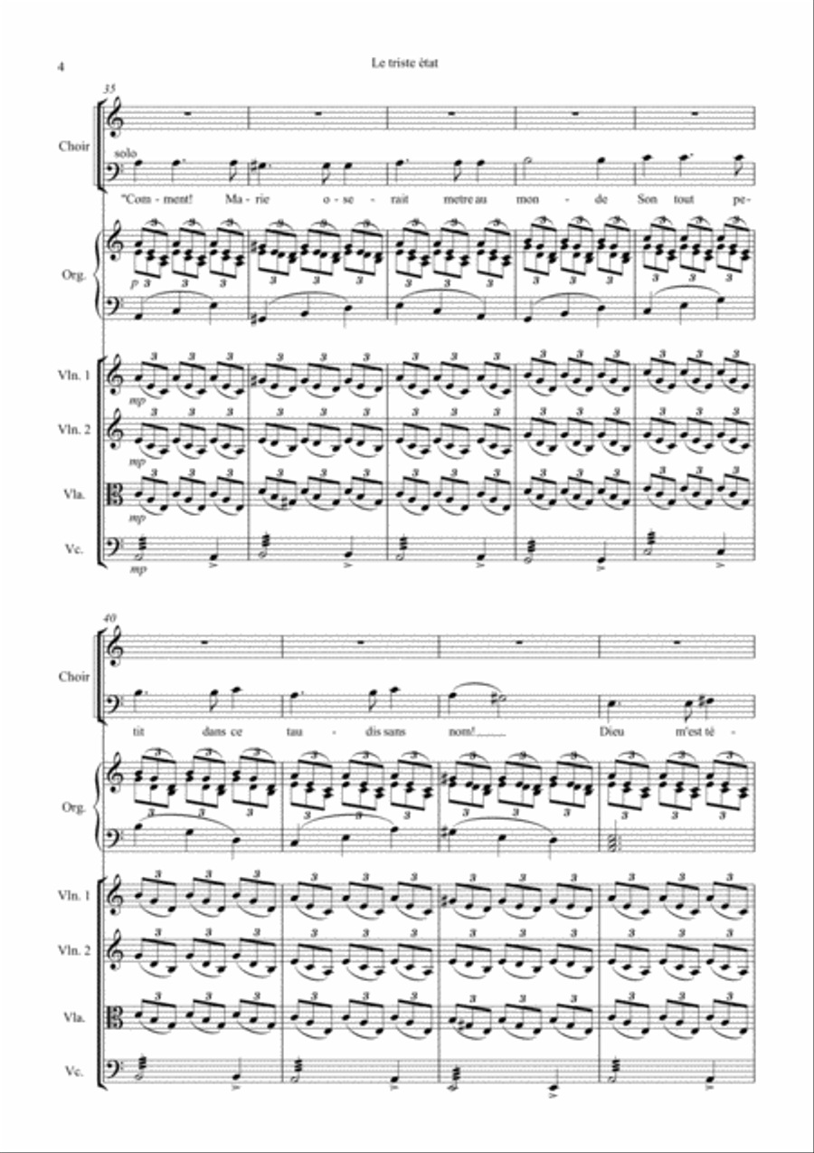 LE TRISTE ETAT, based on LA FOLIA, for SATB c.,strings and organ 4-Part scores gallery preview page 4
