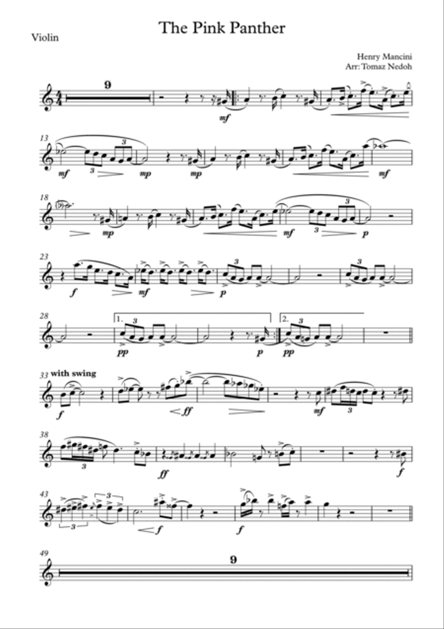 The Pink Panther Violin Solo scores gallery preview page 6