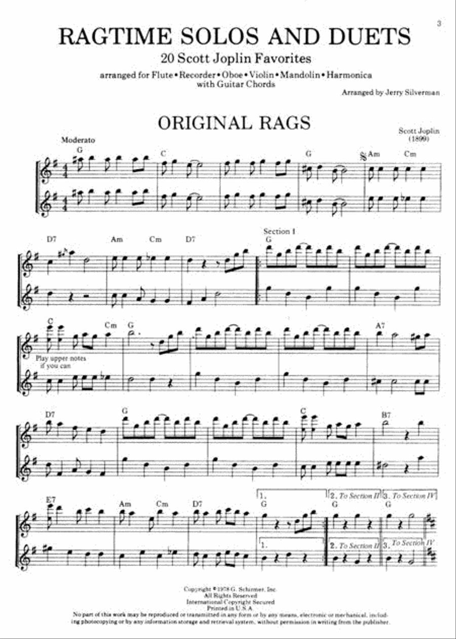 Ragtime Solos and Duets