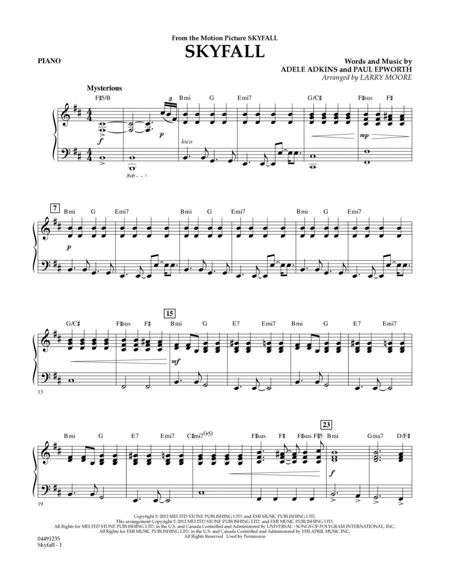 Skyfall - Piano Orchestra scores gallery preview page 1