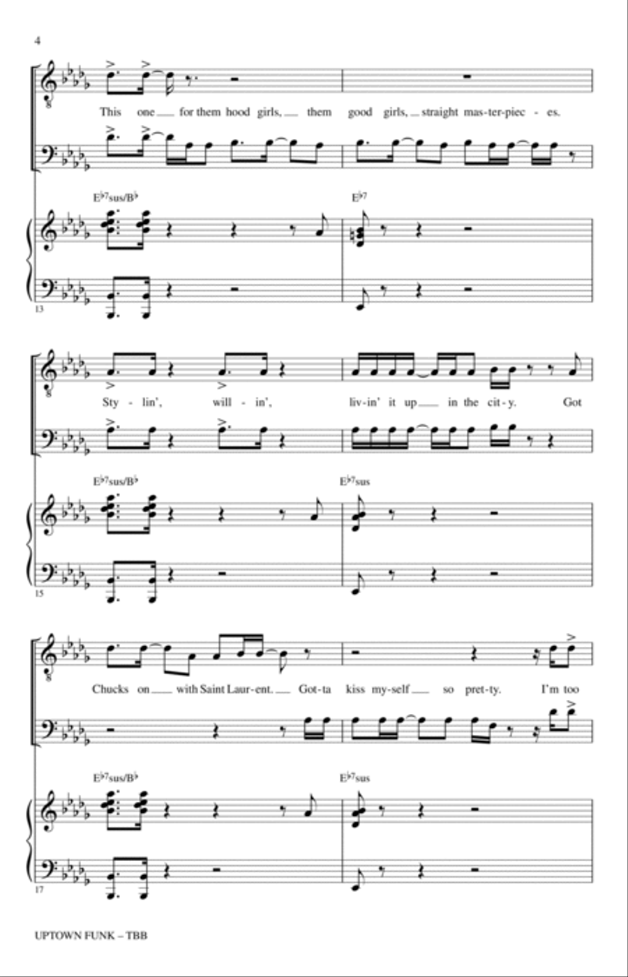 Uptown Funk (feat. Bruno Mars) (arr. Mark Brymer) 3-Part scores gallery preview page 3