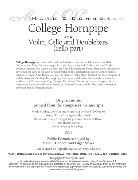 College Hornpipe (cello part - vln, cel, bs) image number null