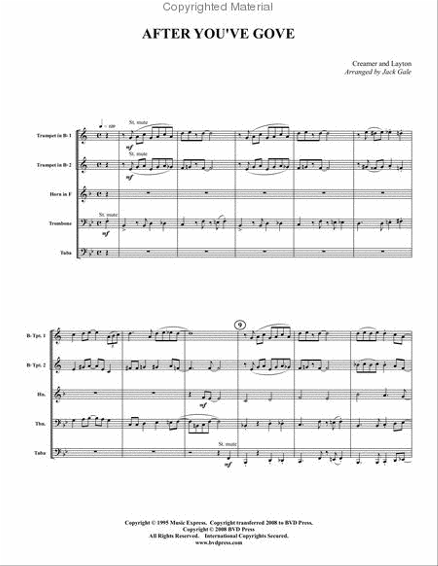 After You've Gone Brass Quintet scores gallery preview page 2