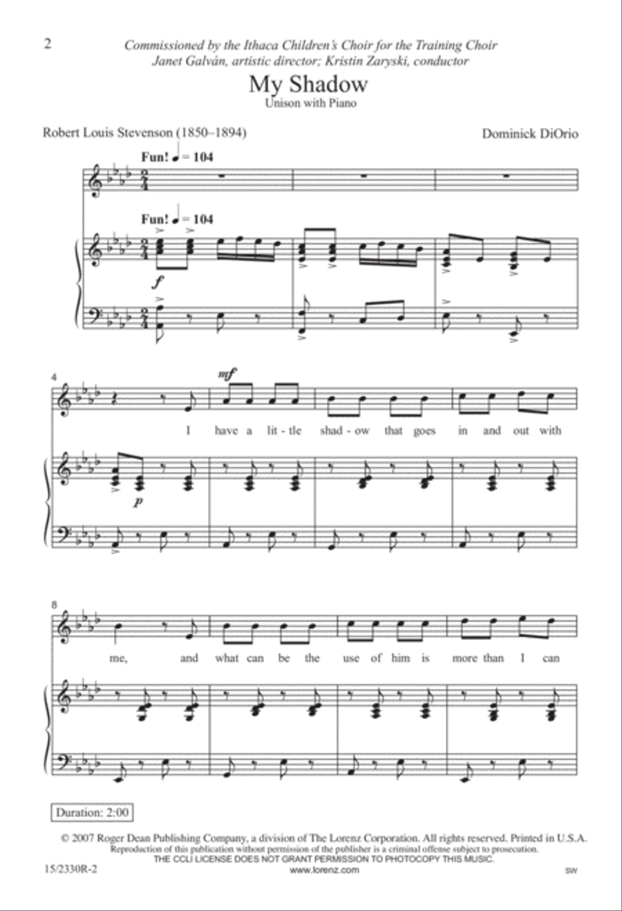 My Shadow My Shadow Unison Choir scores gallery preview page 3