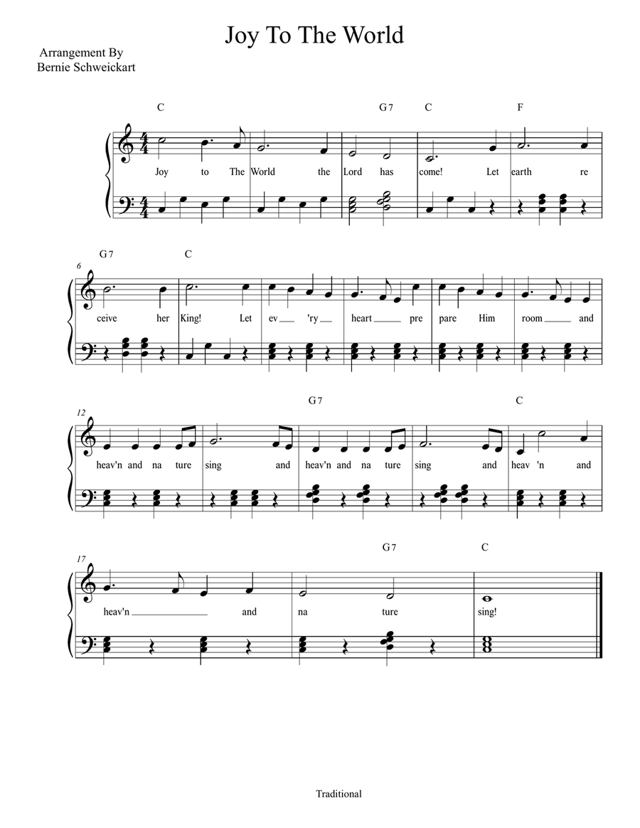 Joy To The World (In C Major) Piano, Vocal scores gallery preview page 1