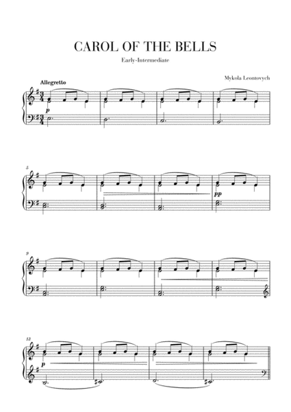 Carol of The Bells - Easy-Intermediate piano image number null