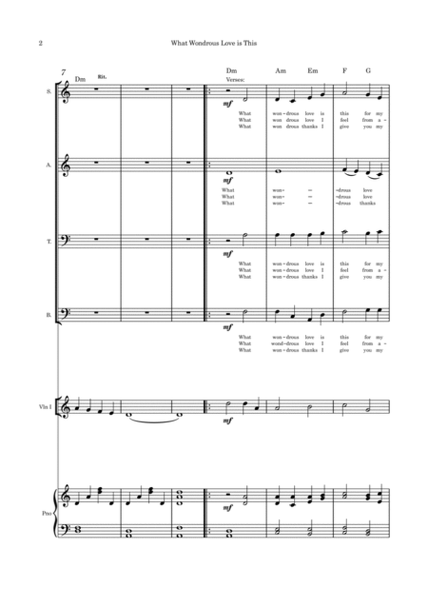 What Wondrous Love is This (Mary's Love - Christmas) - SATB violin and Piano image number null